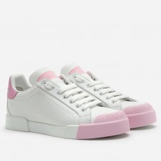 Dolce & Gabbana Women's Portofino Sneakers with Pink Toe-cap Dolce & Gabbana Women's Portofino Sneakers with Pink Toe-cap