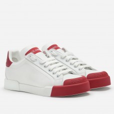 Dolce & Gabbana Women's Portofino Sneakers with Red Toe-cap Dolce & Gabbana Women's Portofino Sneakers with Red Toe-cap