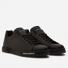 Dolce & Gabbana Women's Portofino Sneakers In Black Leather Dolce & Gabbana Women's Portofino Sneakers In Black Leather