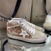 Golden Goose Women's Mid Star Sneakers with Pink-gold Glitter Golden Goose Women's Mid Star Sneakers with Pink-gold Glitter