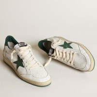 Golden Goose Women's Ball Star Sneakers with Green Star and Heel Tab Golden Goose Women's Ball Star Sneakers with Green Star and Heel Tab