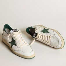 Golden Goose Women's Ball Star Sneakers with Green Star and Heel Tab Golden Goose Women's Ball Star Sneakers with Green Star and Heel Tab