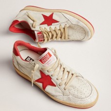 Golden Goose Women's Ball Star Sneakers with Red Star and Heel Tab Golden Goose Women's Ball Star Sneakers with Red Star and Heel Tab