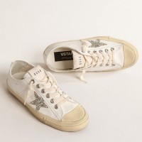 Golden Goose Women's V-Star Sneakers with Glitter Star Golden Goose Women's V-Star Sneakers with Glitter Star