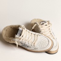 Golden Goose Women's White Ball Star Sabots with Shearling Lining Golden Goose Women's White Ball Star Sabots with Shearling Lining
