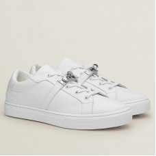 Hermes Men's Day Sneakers in White Leather Hermes Men's Day Sneakers in White Leather