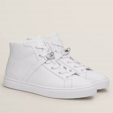 Hermes Men's Daydream High-top Sneakers in White Leather Hermes Men's Daydream High-top Sneakers in White Leather