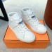 Hermes Men's Daydream High-top Sneakers in White Leather Hermes Men's Daydream High-top Sneakers in White Leather
