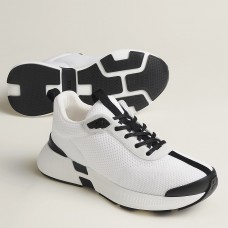 Hermes Heros Sneakers in White Technical Knit Hermes Heros Sneakers in White Technical Knit