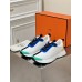Hermes Heros Sneakers in White Knit and Blue Suede Hermes Heros Sneakers in White Knit and Blue Suede