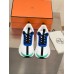 Hermes Heros Sneakers in White Knit and Blue Suede Hermes Heros Sneakers in White Knit and Blue Suede