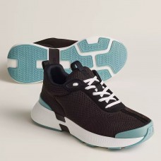 Hermes Heros Sneakers in Black Knit and Black Suede Hermes Heros Sneakers in Black Knit and Black Suede