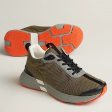Hermes Heros Sneakers in Khaki Technical Knit Hermes Heros Sneakers in Khaki Technical Knit
