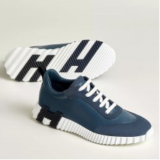 Hermes Men's Bouncing Sneakers in Blue Leather Hermes Men's Bouncing Sneakers in Blue Leather
