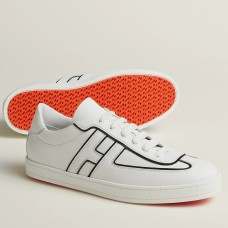 Hermes Boomerang Sneakers In White Epsom Calfskin Hermes Boomerang Sneakers In White Epsom Calfskin