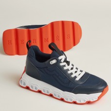 Hermes Men's Impulse Sneakers in Navy Fabric and Leather Hermes Men's Impulse Sneakers in Navy Fabric and Leather
