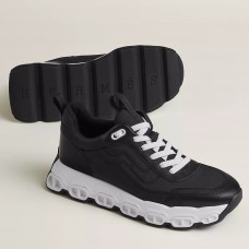 Hermes Men's Impulse Sneakers in Black Fabric and Leather Hermes Men's Impulse Sneakers in Black Fabric and Leather