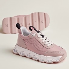 Hermes Women's Impulse Sneakers in Pink Fabric and Leather Hermes Women's Impulse Sneakers in Pink Fabric and Leather