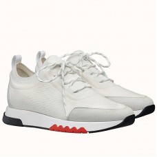 Hermes Men's Addict Sneakers In White Knit Hermes Men's Addict Sneakers In White Knit