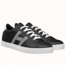 Hermes Men's Avantage Sneakers In Black Calfskin Hermes Men's Avantage Sneakers In Black Calfskin
