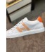 Hermes Men's Avantage Sneakers In White/Orange Calfskin Hermes Men's Avantage Sneakers In White/Orange Calfskin