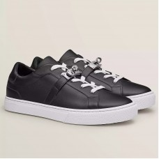 Hermes Women's Day Sneakers in Black Leather Hermes Women's Day Sneakers in Black Leather