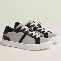 Hermes Women's Day Sneakers in H Canvas with Black Leather Hermes Women's Day Sneakers in H Canvas with Black Leather