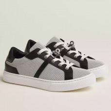 Hermes Women's Day Sneakers in H Canvas with Black Leather Hermes Women's Day Sneakers in H Canvas with Black Leather