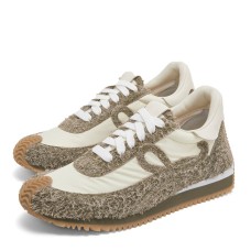 Loewe Women's Flow Runner Sneakers in Green Brushed Suede Loewe Women's Flow Runner Sneakers in Green Brushed Suede