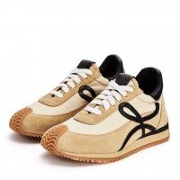 Loewe Women's Flow Runner Sneakers in Beige Nylon and Suede Loewe Women's Flow Runner Sneakers in Beige Nylon and Suede