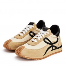 Loewe Women's Flow Runner Sneakers in Beige Nylon and Suede Loewe Women's Flow Runner Sneakers in Beige Nylon and Suede