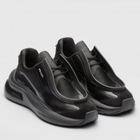 Prada Men's Sneakers in Black Leather with Bike Fabric Prada Men's Sneakers in Black Leather with Bike Fabric