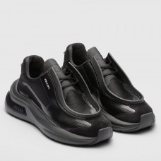 Prada Men's Sneakers in Black Leather with Bike Fabric Prada Men's Sneakers in Black Leather with Bike Fabric