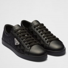 Prada Men's Sneakers in Black Leather and Nylon Prada Men's Sneakers in Black Leather and Nylon