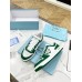 Prada Men's Downtown Sneakers in White and Green Leather Prada Men's Downtown Sneakers in White and Green Leather