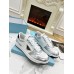 Prada Men's Downtown Sneakers in White and Silver Leather Prada Men's Downtown Sneakers in White and Silver Leather