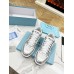 Prada Men's Downtown Sneakers in White and Silver Leather Prada Men's Downtown Sneakers in White and Silver Leather