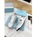 Prada Men's Downtown Sneakers in White and Silver Leather Prada Men's Downtown Sneakers in White and Silver Leather