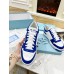 Prada Men's Downtown Sneakers in White and Blue Leather Prada Men's Downtown Sneakers in White and Blue Leather