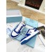 Prada Men's Downtown Sneakers in White and Blue Leather Prada Men's Downtown Sneakers in White and Blue Leather