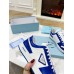 Prada Men's Downtown Sneakers in White and Blue Leather Prada Men's Downtown Sneakers in White and Blue Leather