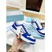 Prada Men's Downtown Sneakers in White and Blue Leather Prada Men's Downtown Sneakers in White and Blue Leather