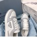 Prada Men's Downtown Sneakers in White and Grey Leather Prada Men's Downtown Sneakers in White and Grey Leather