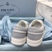 Prada Men's Downtown Sneakers in White and Grey Leather Prada Men's Downtown Sneakers in White and Grey Leather