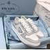 Prada Men's Downtown Sneakers in White and Grey Leather Prada Men's Downtown Sneakers in White and Grey Leather