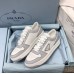 Prada Men's Downtown Sneakers in White and Grey Leather Prada Men's Downtown Sneakers in White and Grey Leather
