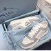Prada Men's Downtown Sneakers in White and Grey Leather Prada Men's Downtown Sneakers in White and Grey Leather
