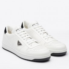 Prada Men's Downtown Sneakers in White Leather Prada Men's Downtown Sneakers in White Leather