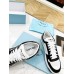 Prada Men's Downtown Sneakers in White and Black Leather Prada Men's Downtown Sneakers in White and Black Leather