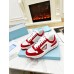 Prada Men's Downtown Sneakers in White and Red Leather Prada Men's Downtown Sneakers in White and Red Leather
